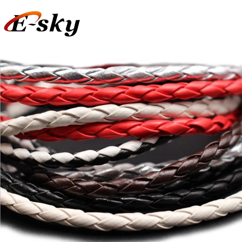 Manufacturer Hot Sale Four Stands Soft PU 4mm Round Braided Leather Rope