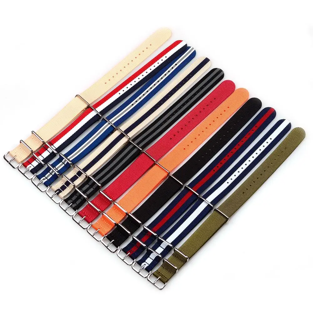 LAIHE Wholesale Price Sublimation Fashion Striped Nylon Watch Strap wrist Band For 20mm 22mm Men Watchband