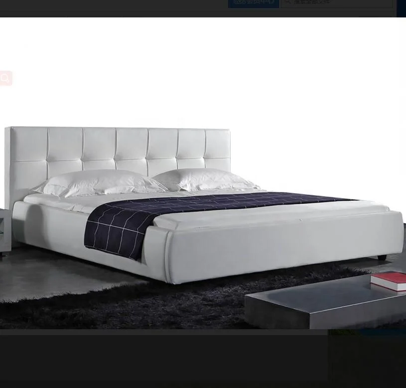 Willsoon Latest Modern Squares Design Standard Double Size White PU Soft Bed for special price led light headboard
