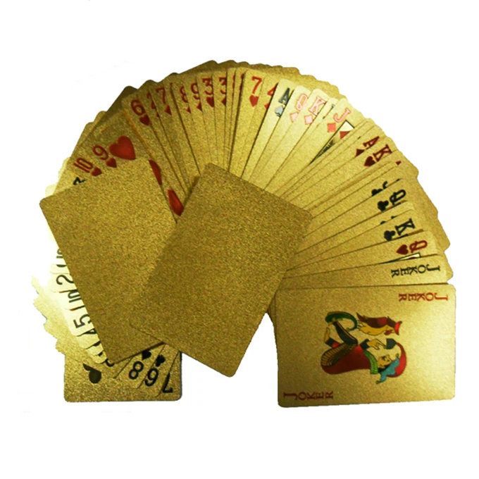OEM wholesale durable water proof gold foil playing cards porker cards with wooden box