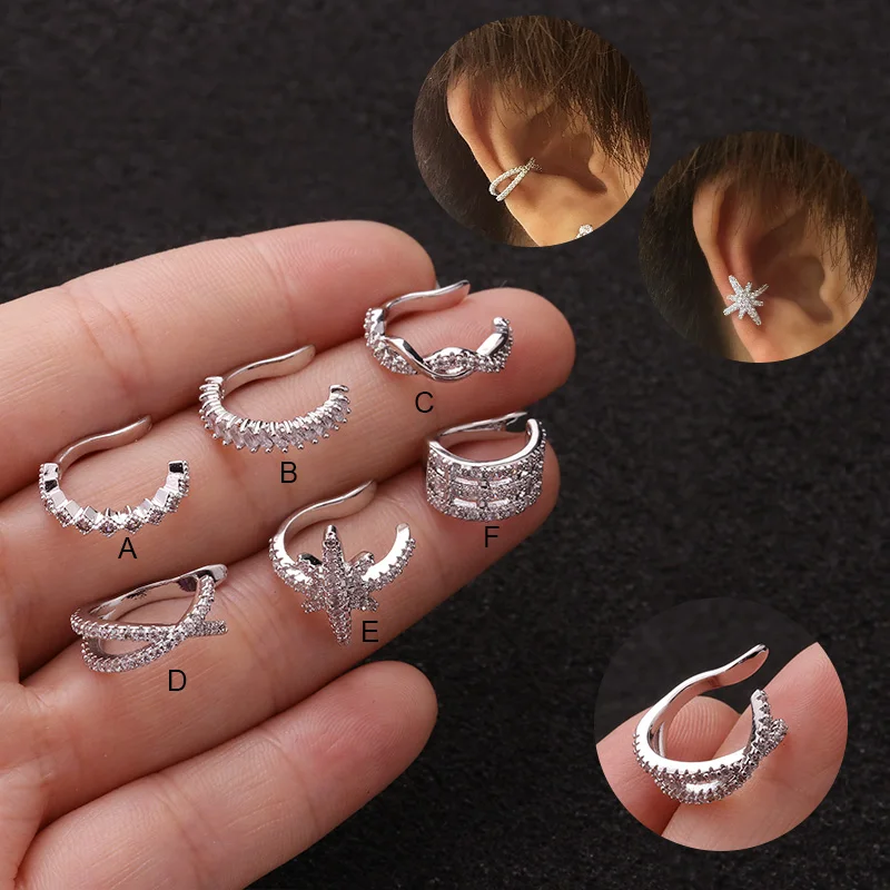 Adjustable 8mm Cz Ear Cuff No Piercing Conch Cuff Earring Cartilage Helix Conch Fake Piercing Jewelry Bulk Stock Wholesale