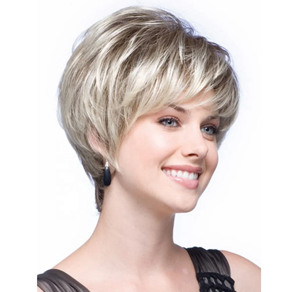 Парики из синтетических волос для женщин, короткий парик, лохматый парик, блонд, косые волосы с бахромой