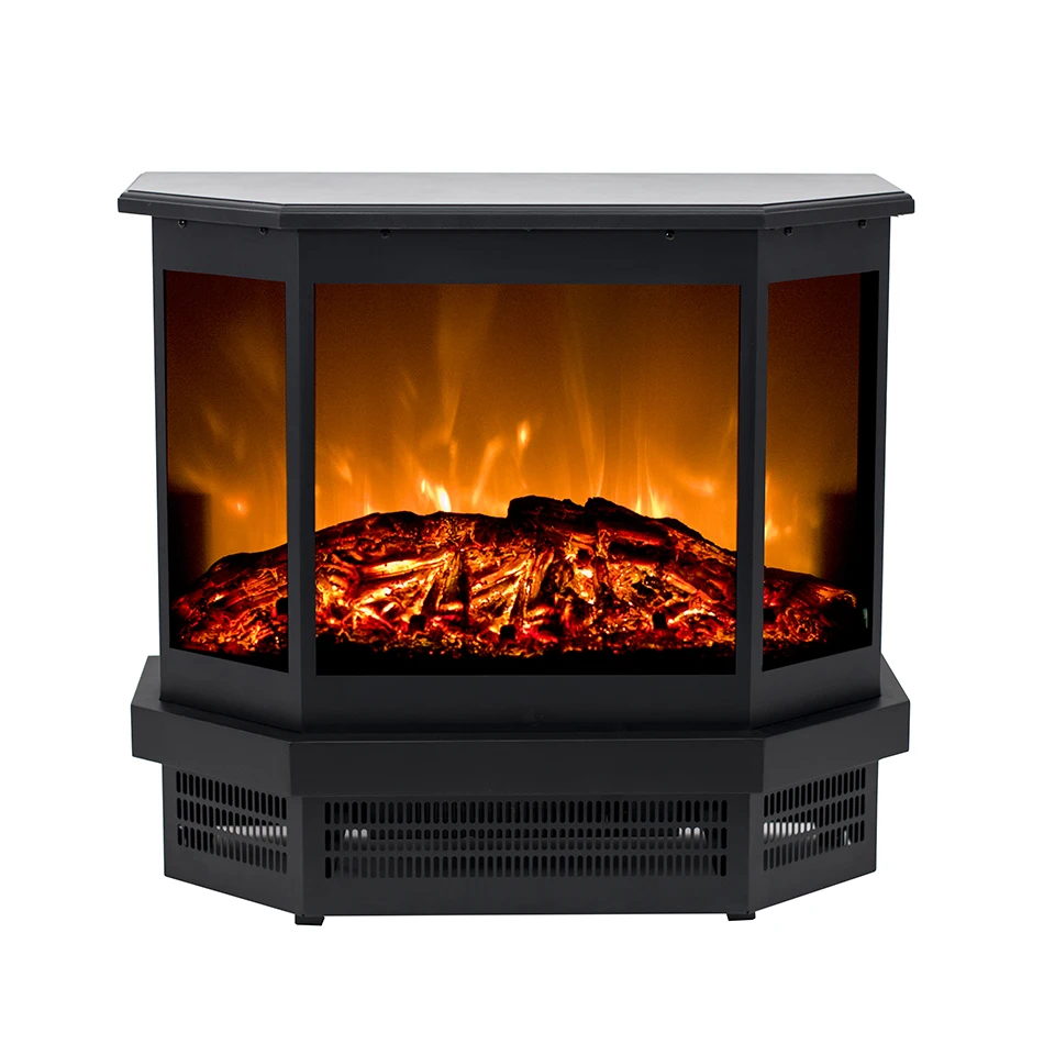 Новый дизайн 3 односторонний Электрический отдельностоящий камин обогреватель комнаты с искусственным огонь