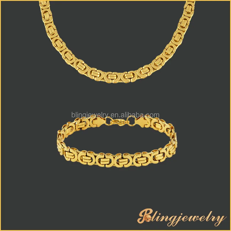 
Stainless steel jewelry chain gold and silver plated byzantine chain necklace 