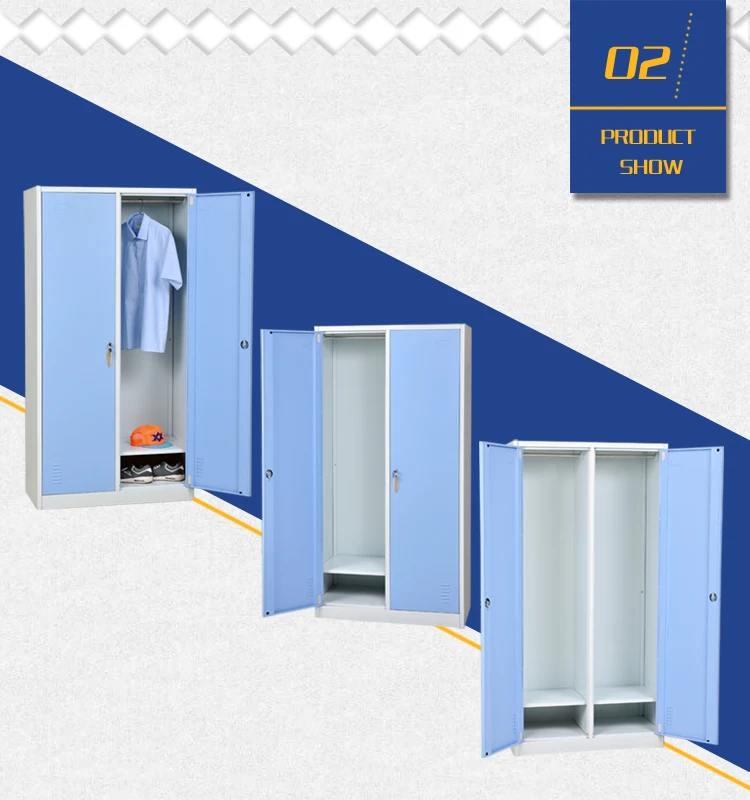 Steel Locker Modern Bedroom Furniture for Gym 2 Door Metal Wardrobe Clothes Cabinet Godrej Almirah Metal Clothes Amoires