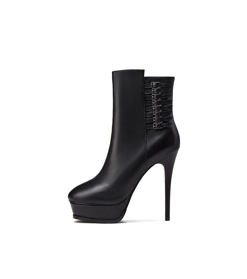 Newest design low MOQ wholesale make in china winter leather high heel boots 2017 women shoes