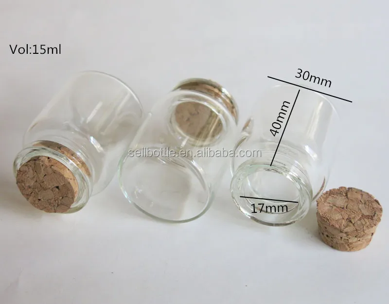15ml clear glass cork bottle with stopper