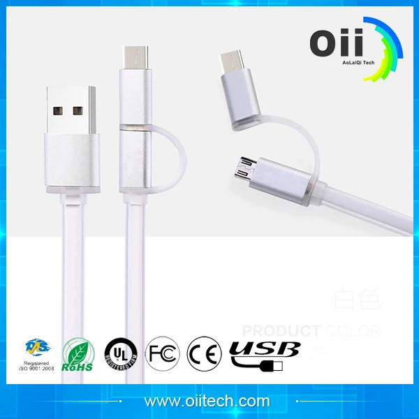 2 в 1 USB кабель для передачи данных мужчина Micro & L = 1 м и 2 м и 3 М для IPONE и другие (алюминиевый корпус) кабель usb