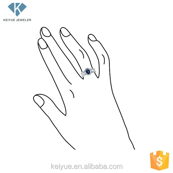 Keiyue 2024 fashion supply sample sapphire stone jewelry silver rings for men rings wholesale