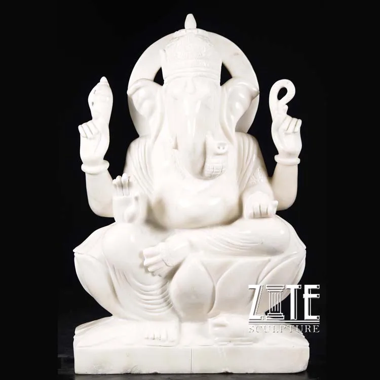Custom modern stone ganesha white marble statue of hindu god ganesh