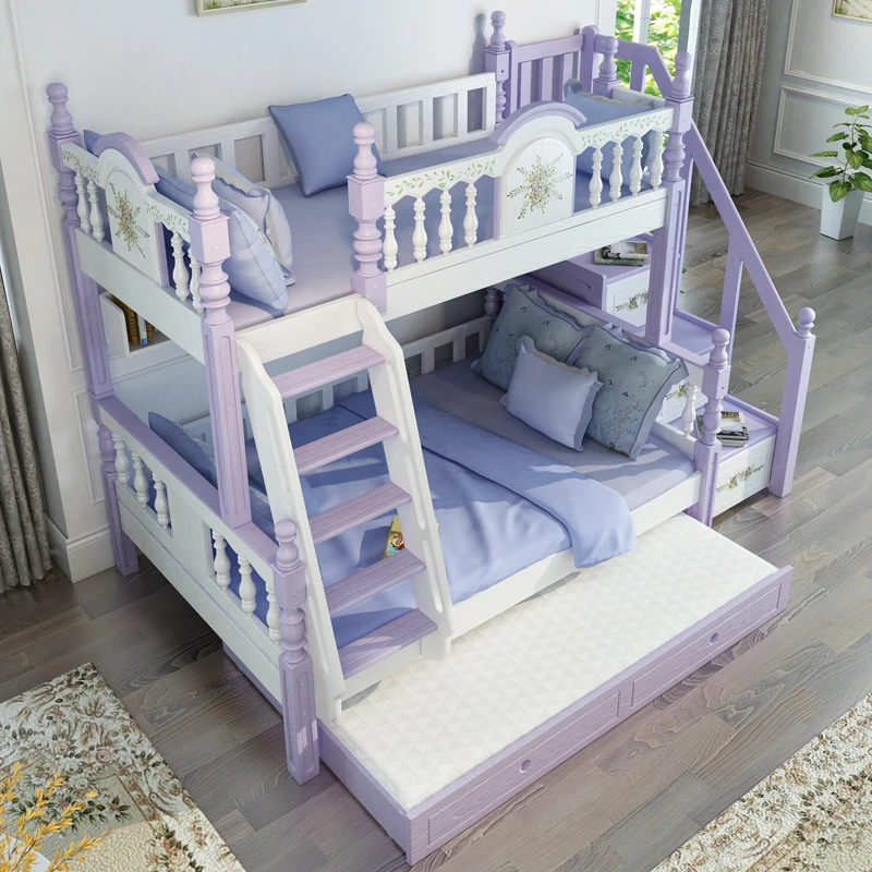 Foshan modern oak wood bunk beds kids bedroom furniture sets for boys & girls
