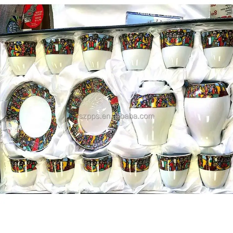 28pcs Jebena ceramic Ethiopian coffee Set cawa cup set for saba coffee