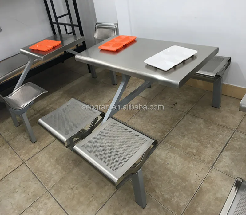 4-seater metal fast food tables canteen tables and chairs