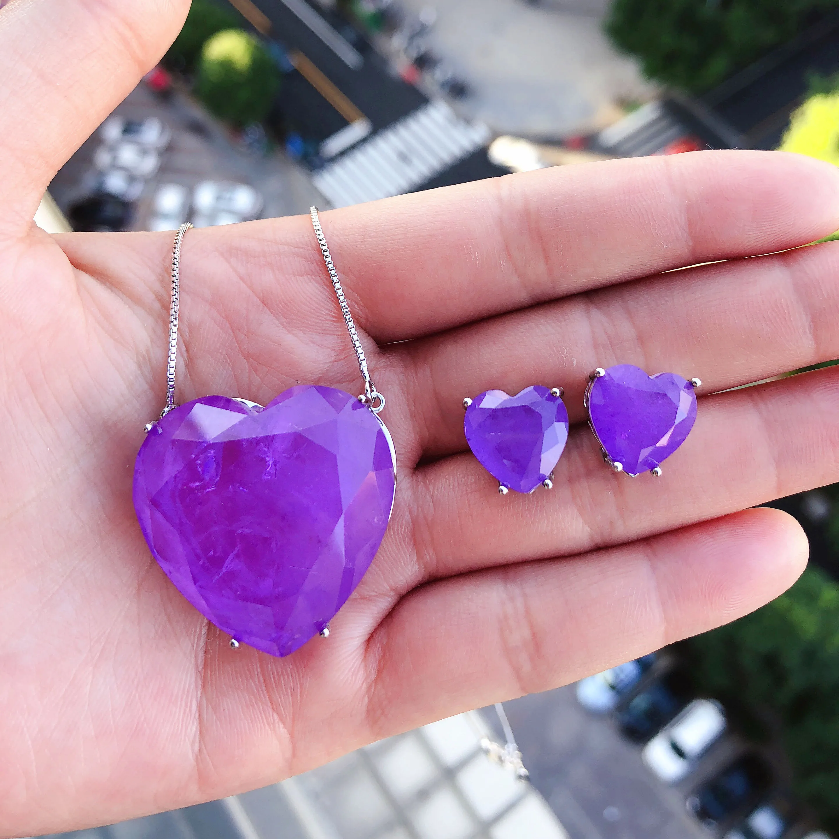 Крупные бразильские ювелирные изделия в форме сердца, День Святого Валентина, наборы ювелирных изделий из сплава камней