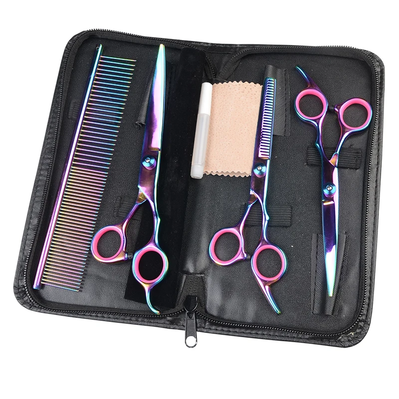 Supply high quality stainless steal pet dog grooming scissors set