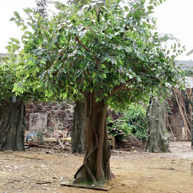 China Manufacturer Outdoor Large High Quality Fiberglass Artificial Evergreen Ficus Tree