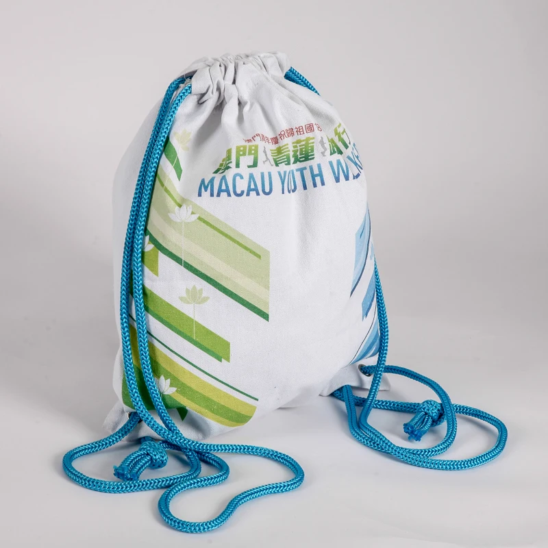 
cotton canvas gym sport duffle bag with logo printed for promotional 