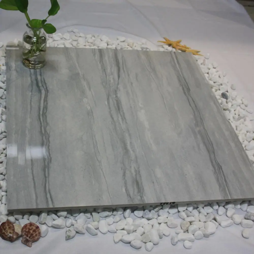 
Glossy surface light grey marble look polished glazed porcelain floor tile 
