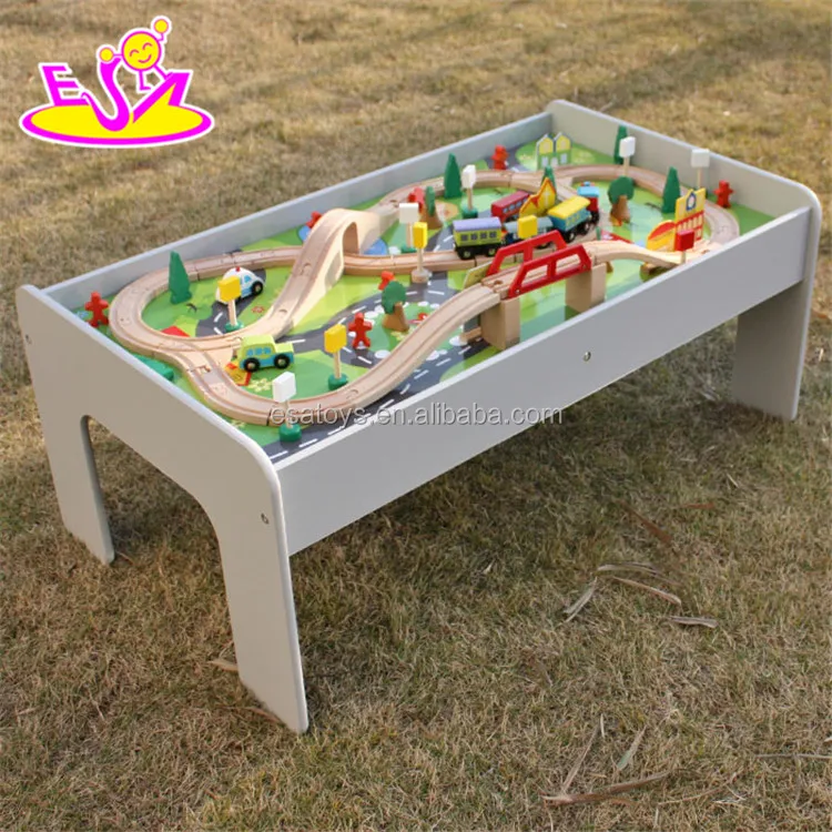Wholesale cheap educational kids activity toys wooden train table set W04C070