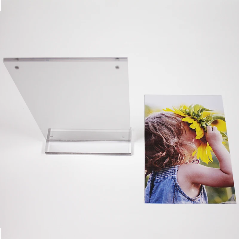 Custom size A4 A5 A6 acrylic magnetic label memo sign holder magnet photo pictures frames with thick stand 8.5x11 5x7 inches