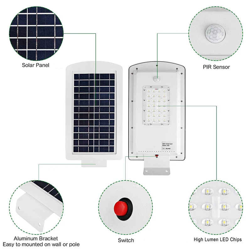 High quality integrated solar powered street lamp outdoor waterproof 10w 20w 30w 40w 50w
