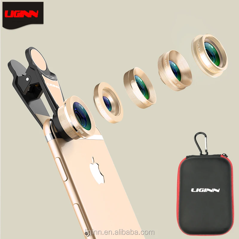 LIGINN HD 4K traveling phone camera 5 in 1 lens kit for cell phone with detachable clip
