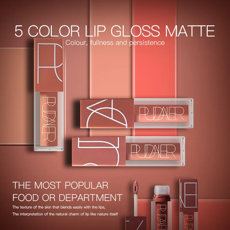 Waterproof Matte Long-lasting Fashion Makeup 5 Color Lip Gloss