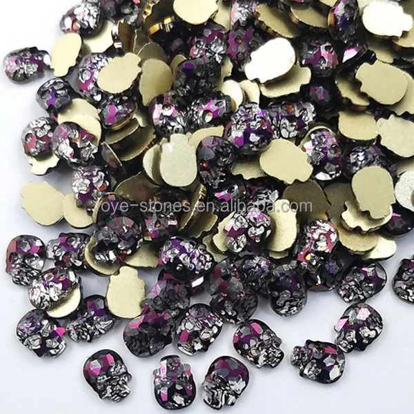 Factory direct sales excellent quality nail art skull head shape crystal stone