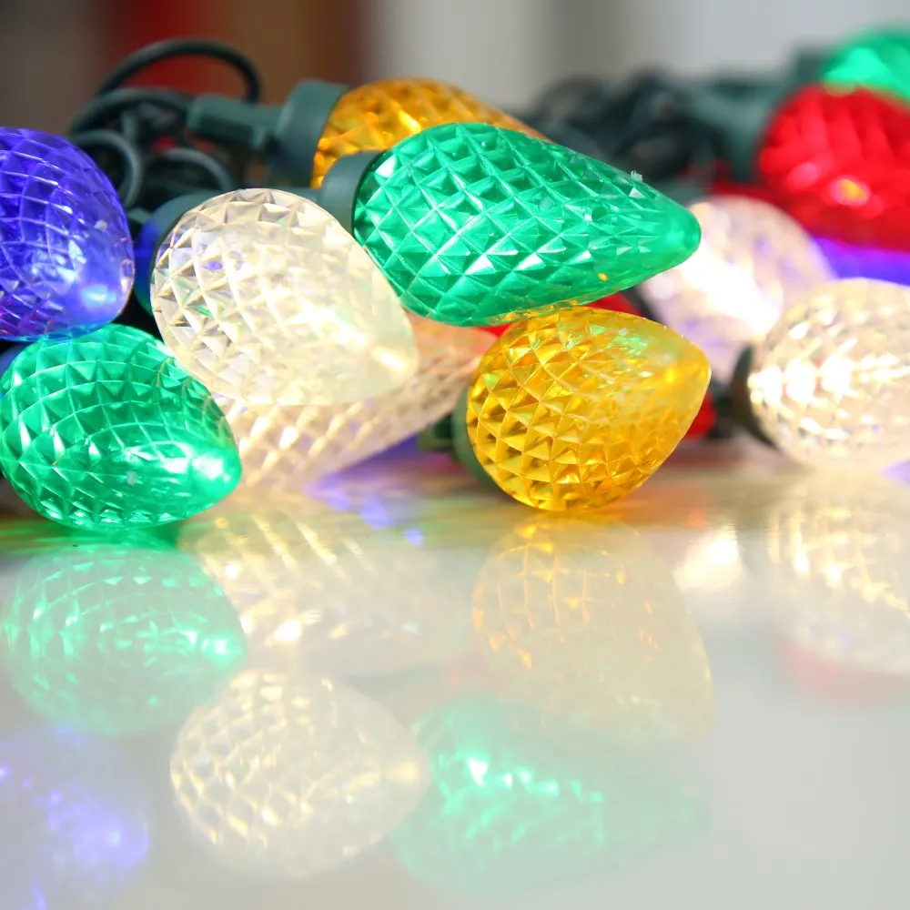 GV LED  Outdoor Decor Connectable Classic Faceted 15Ft 25LED Commercial Bulb Strawberry C9 Fairy Christmas Lights