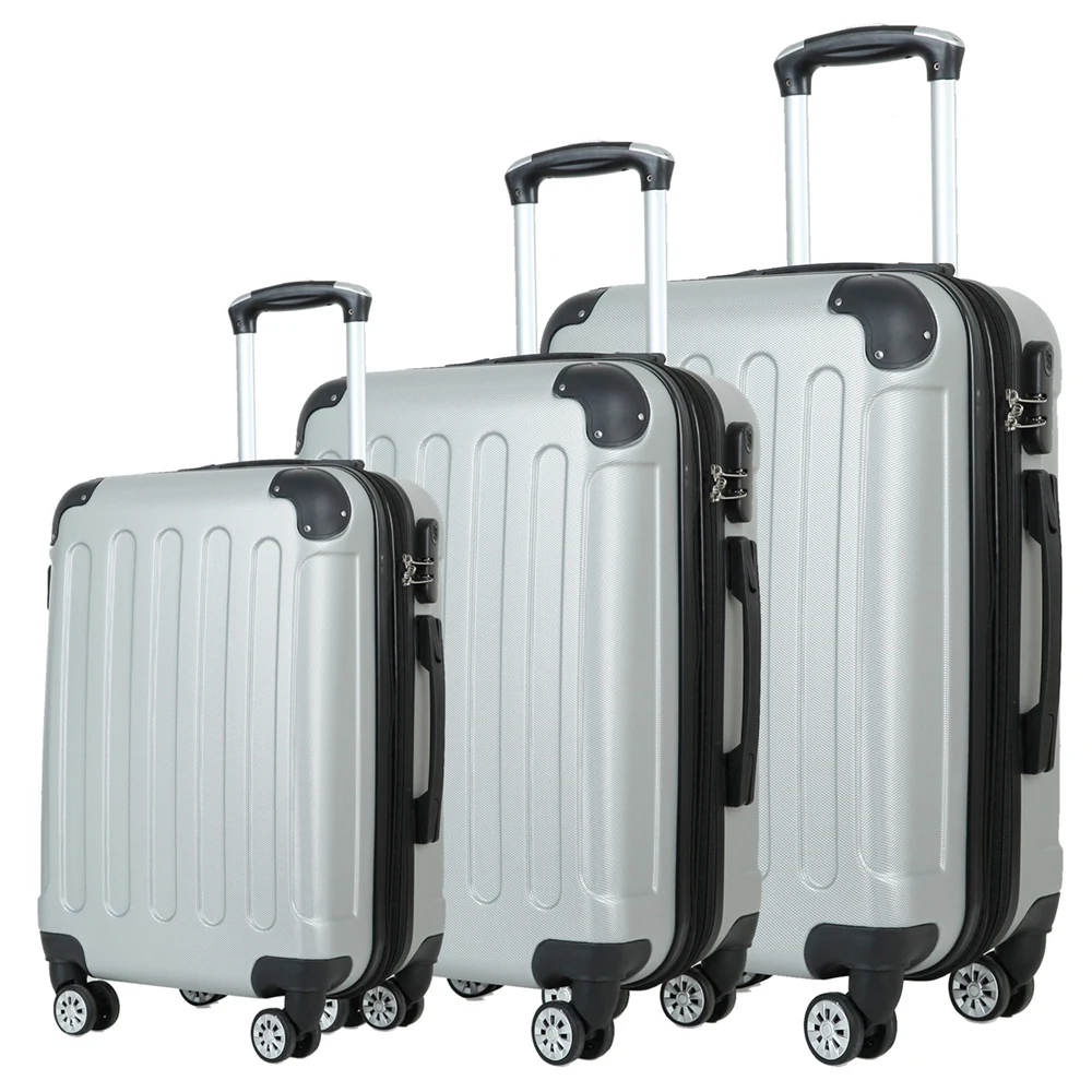 3 PCS Set ABS Trolley Case Fashion Zipper Suitcase Travel Bags with 20'24' 28' Luggage