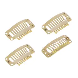 100 Pieces Black 10-Teeth Stainless Steel Comb Wig Snap Clips for Hair Extension