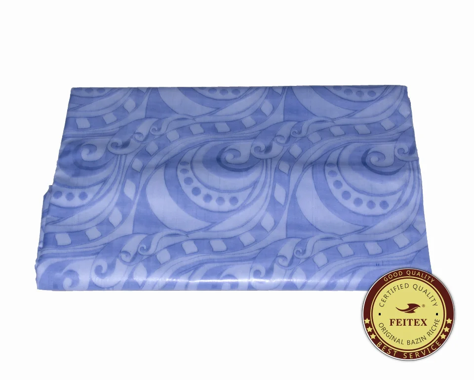 Trade Assurance order Top Quality Sky Blue West African Fabric Fashion Abaya Guinea Brocade Damask Shadda Bazin Riche