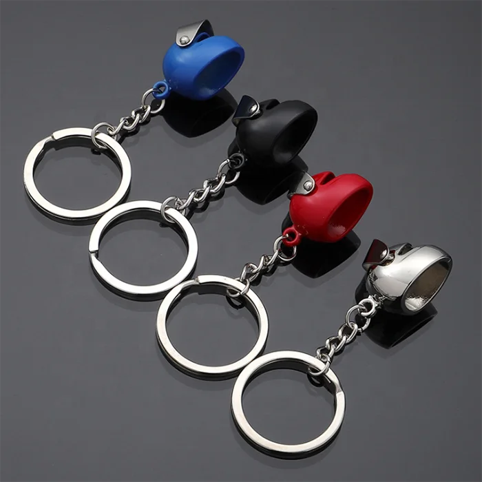 Customized cheap pure blank metal 3D helmet keychains with company logo