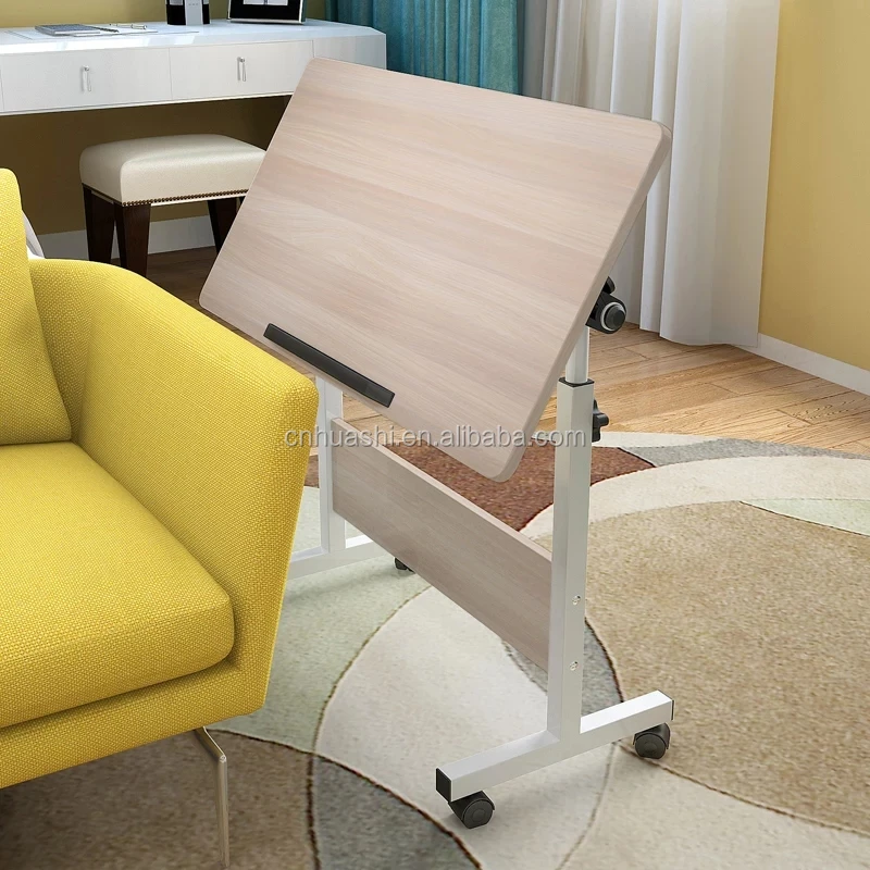 Mobile Bedside Table Rolling Laptop Stand Height Adjustable Computer Table Study Desk with 4 Wheels for Bed Sofa Reading