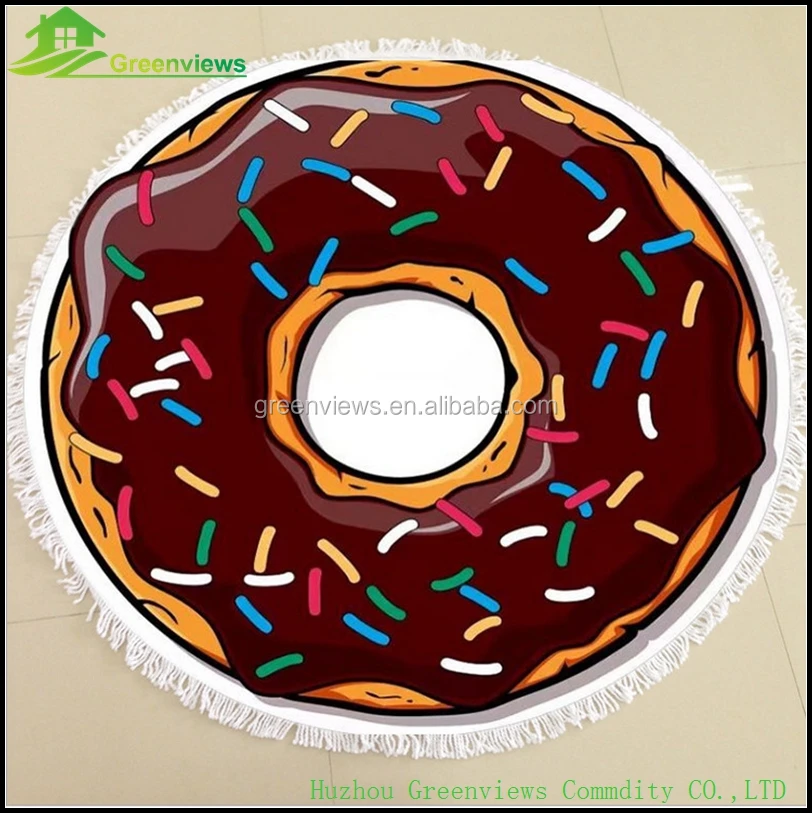 Sample China Manufacturer Custom 100% Cotton Print Design Your Own Beach Towel Round Beach Towel Cotton Donut Towel Round