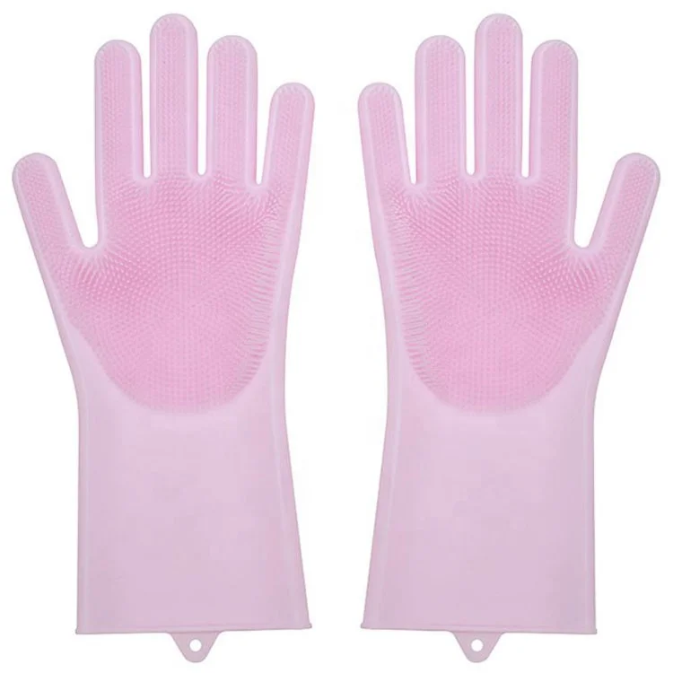 Multipurpose non stick magic silicone cleaning brush gloves with scrubber for washing kitchenware fruit vegetable pet hair
