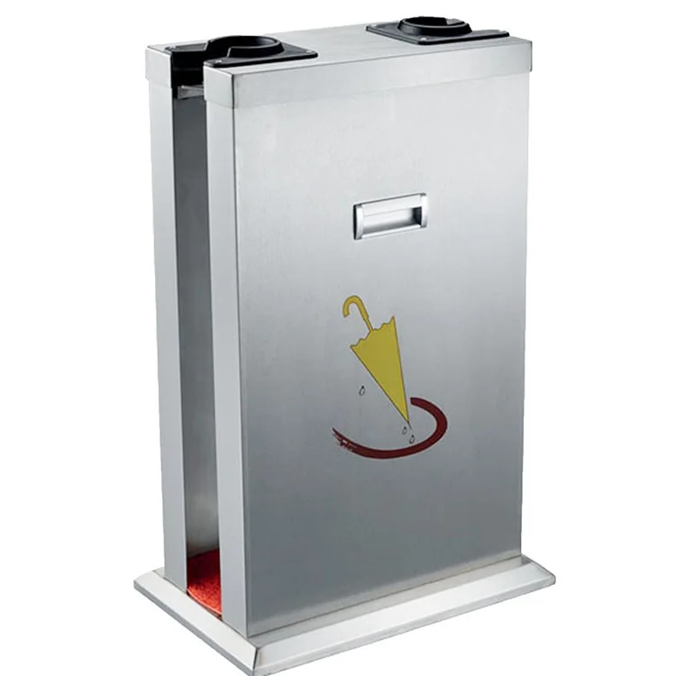 Stainless steel wet umbrella wrapper dispenser with plastic bag