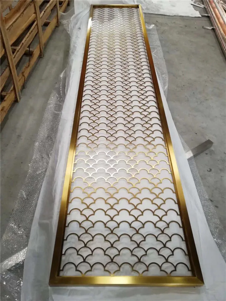 brass color brush surface stainless steel decorative screen laser cut wall panel for hotel restaurant decoration