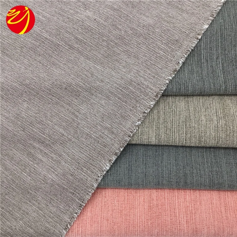 China Jiangsu Factory 100% Polyester Heavy Cationic Faux Linen Curtain Home Textile Fabric