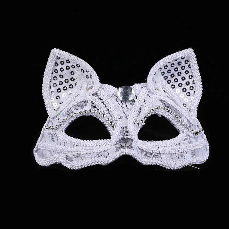Cat Masquerade Mask for Women Lace Fox Mask Venice Style Half Face Ball Mask