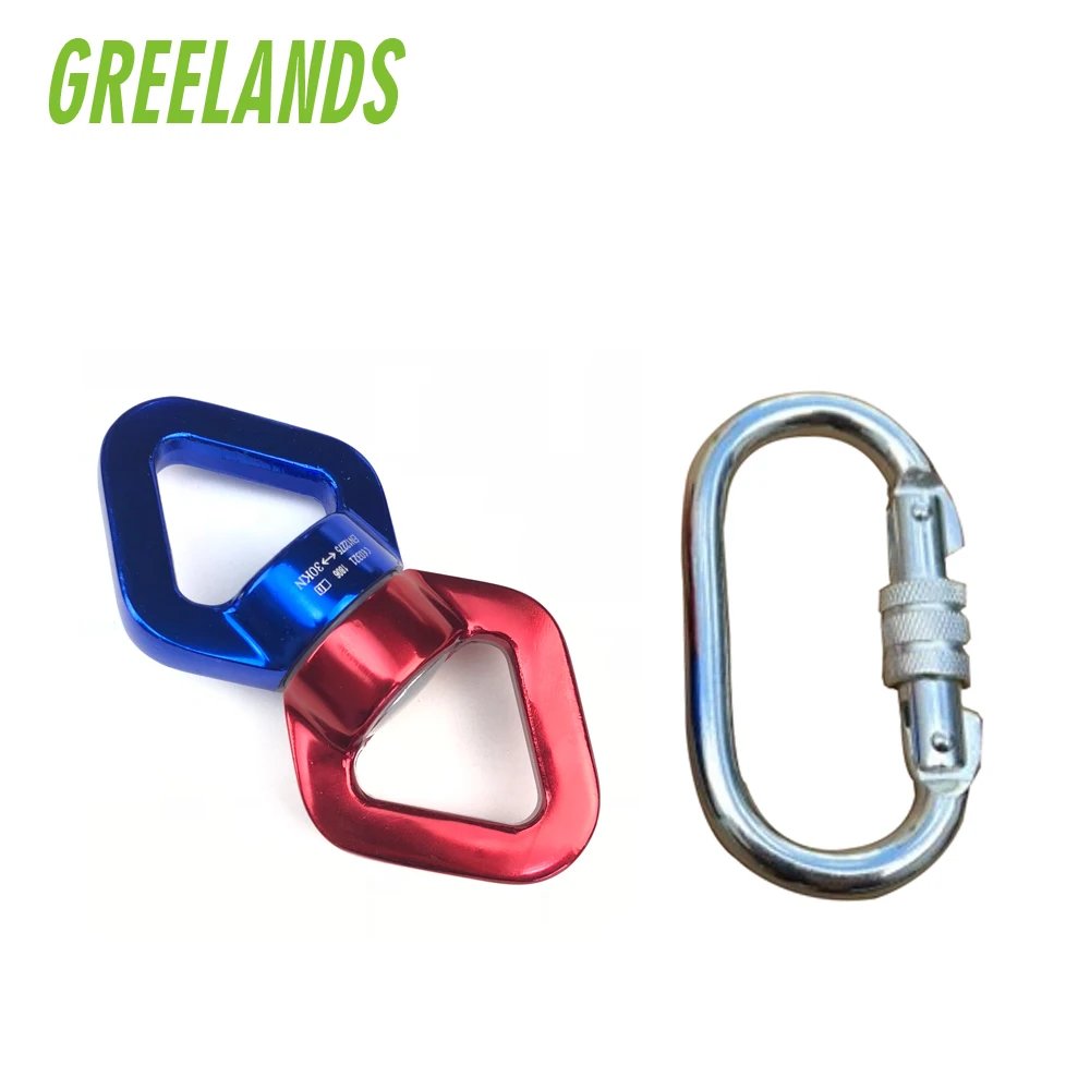 Rotational Device Climbing Safest Swivel Spinner 360 Rotator 30Kn With 2 Carabiners, Swivel Hanging Hook