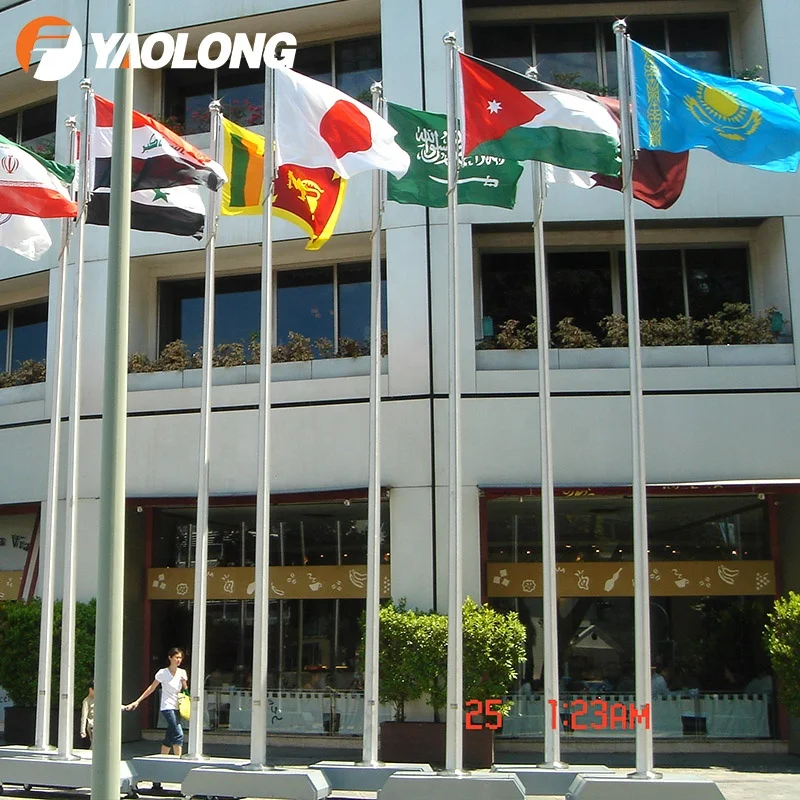 Yaolong 304 316 Stainless Steel Outdoor Flag Banner Stand Aluminum Alloy Free Standing Flag Poles