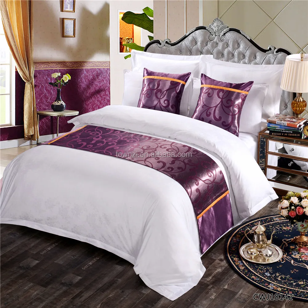 Wholesale New Design Luxury Hotel Decorative Bed Scarf king size Custom Bathroom Bed Sheet