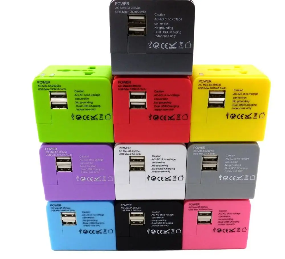 
Easy to take Universal electrical ce Travel Adapter for USA Australia Europe UK leliphone adaptors with 2 usb 