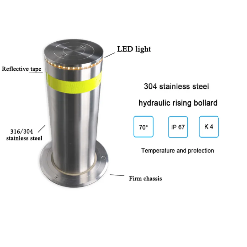 stainless steel retractable traffic road safety automatic hydraulic rising bollard
