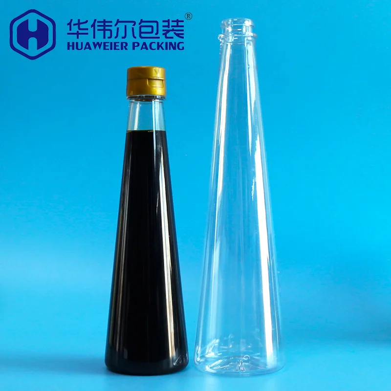 Food grade flip top PET Unique disposable custom square BBQ plastic sushi fish soy sauce coconut oliver essential oil bottle