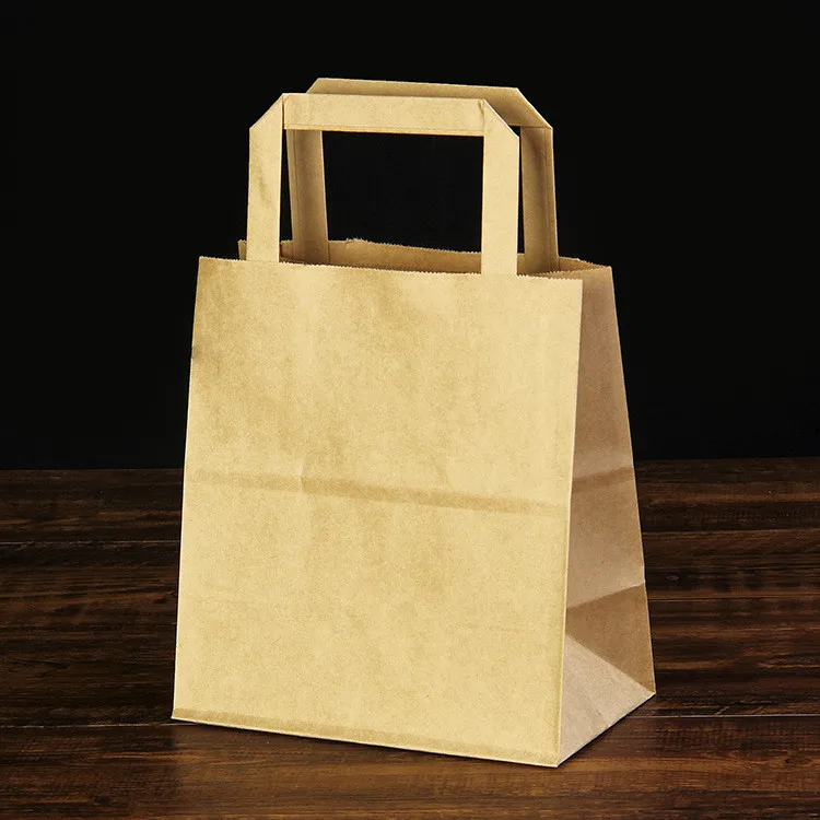 wholesale printed kraft paper  bags with LOGO custom  brown kraft paper bag with  handle 120 gsm for food packaging
