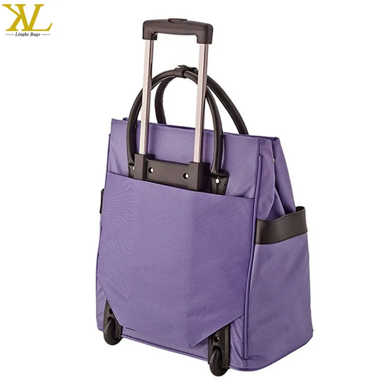 Fashion Ladies Rolling Tote Handbag With Wheels Trolley Tote Travelling Bags