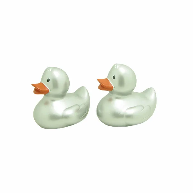 silver rubber bath duck Vinyl bath toy duck in golden silver metallic color