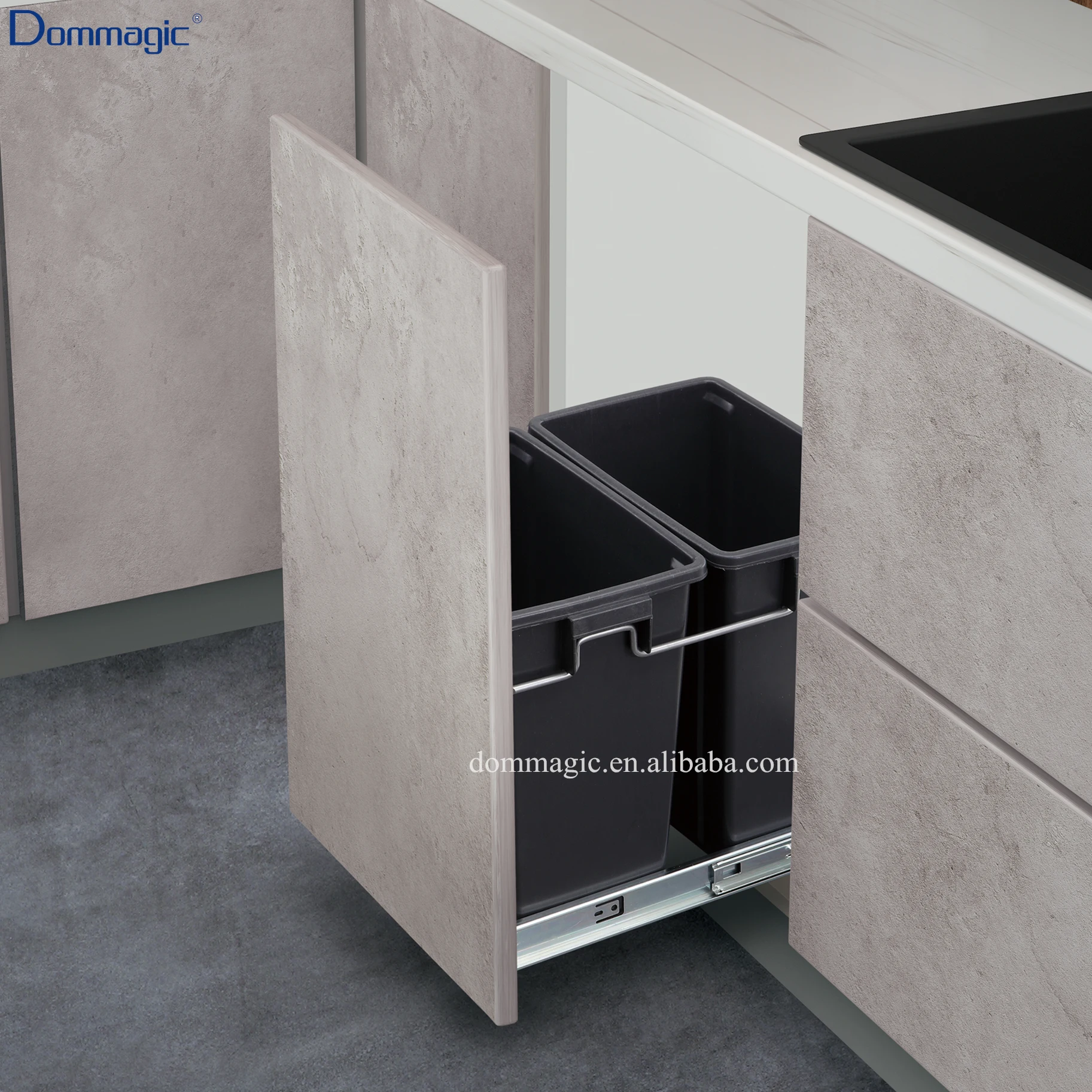 Dommagic Kitchen Cabinet Door Mounted Pull Out Waste Bin